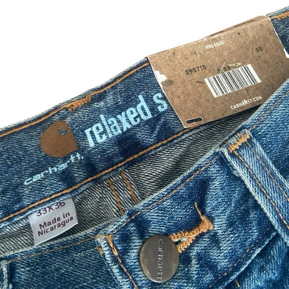 NEW Carhartt B320 990 Men Jeans 33x36 Relaxed Fit Straight Leg Blue Denim Cotton - Picture 5 of 8